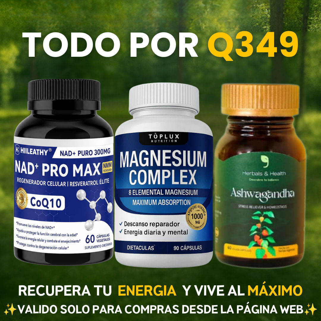 COMBO VITALIDAD⚡NAD PROMAX + Ashwagandha + Citrato de Magnesio💊